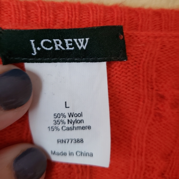 J. Crew wool cashmere cable knit orange sweater - Picture 3 of 4